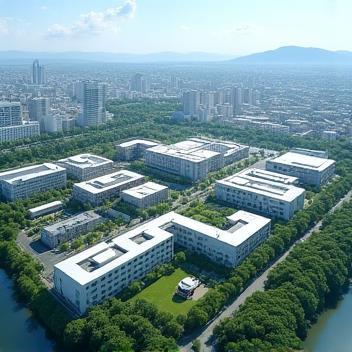 Location map and view of Nihon CarTech campus in Yokohama